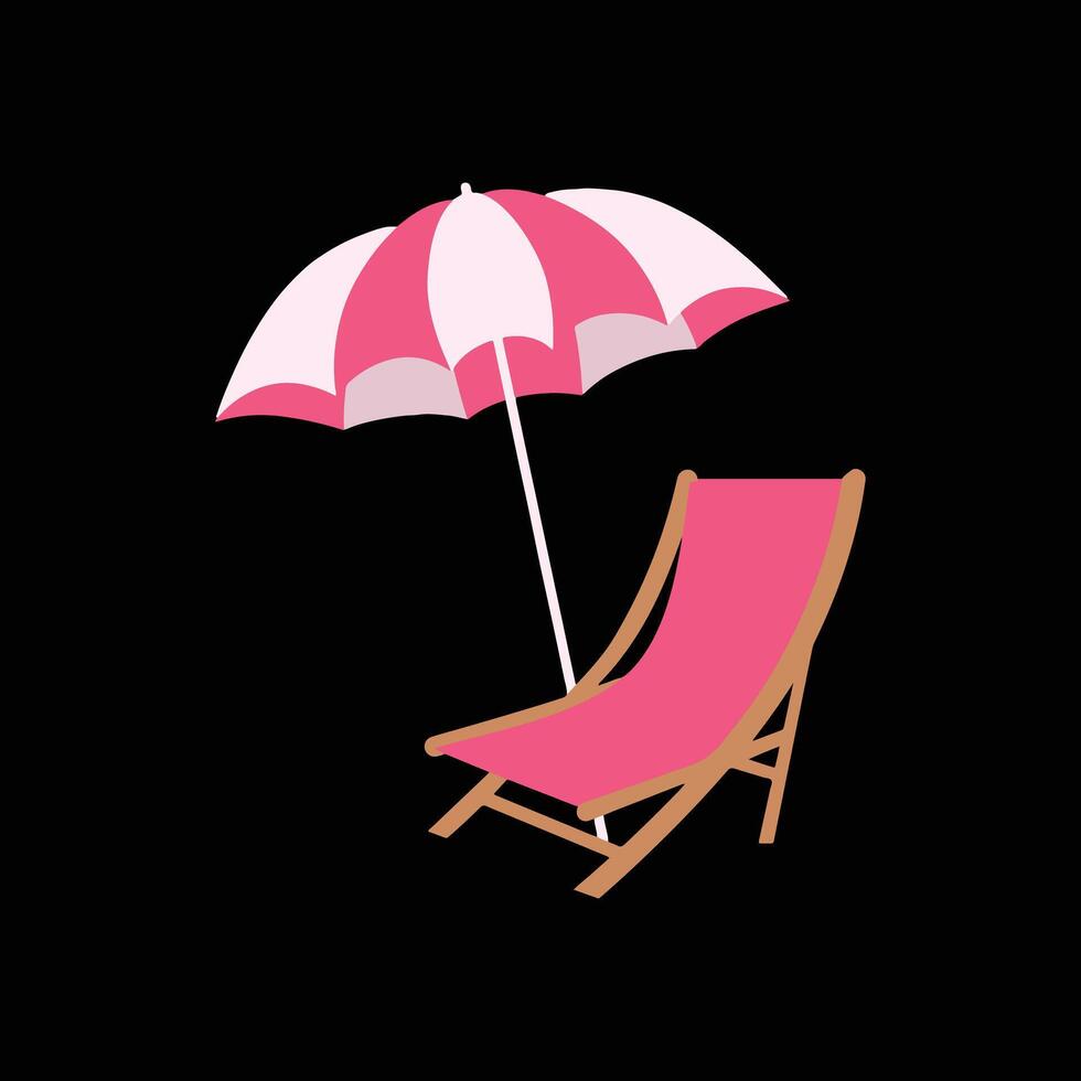 Umbrella with beach chair illustration. vector