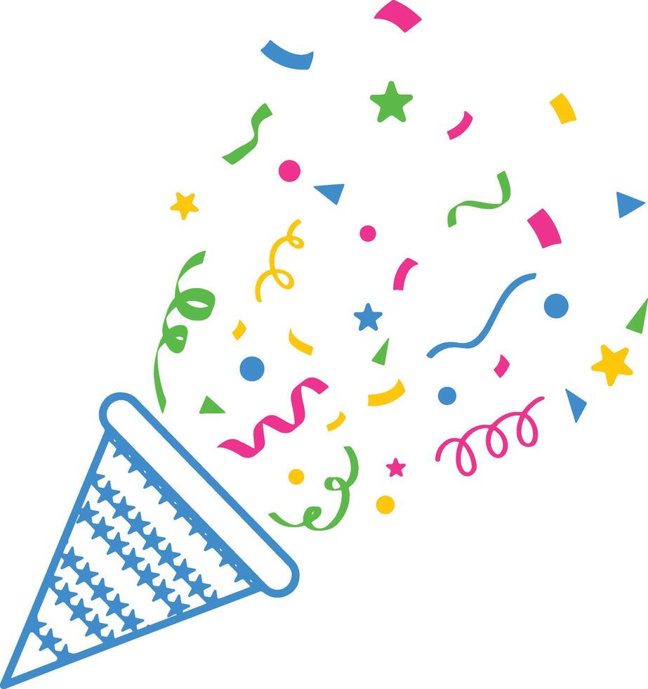 Colorful Confetti Party Popper Illustration. vector