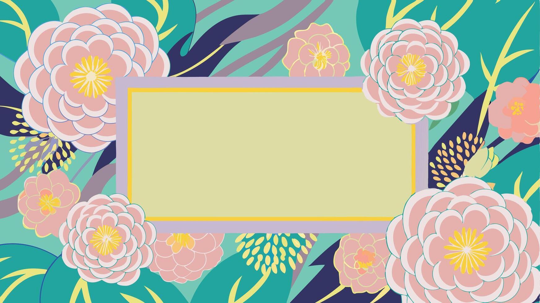 A floral frame with pink flowers and a blank space vector