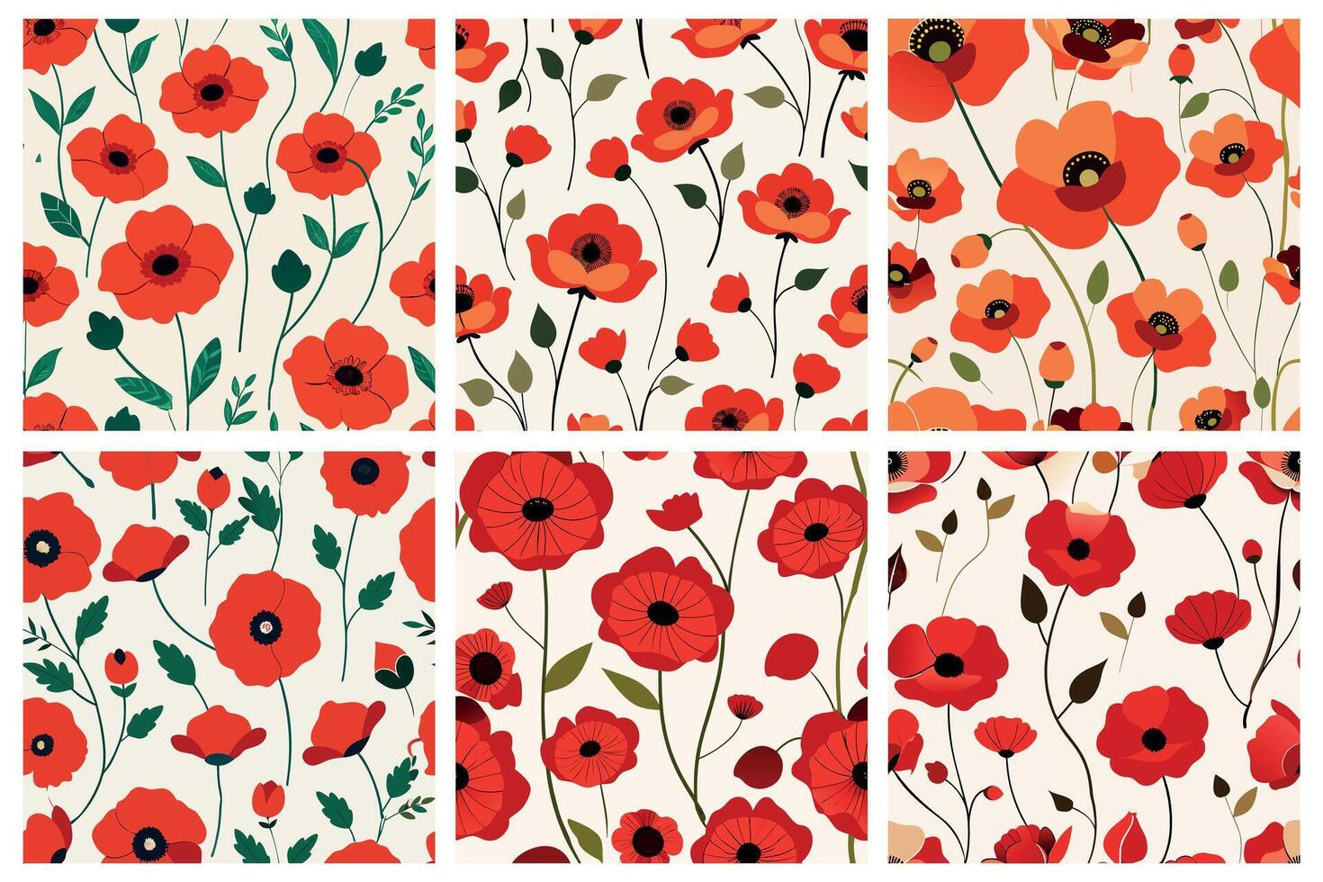 Colorful Floral Patterns Collection With Cosmos Blossom vector