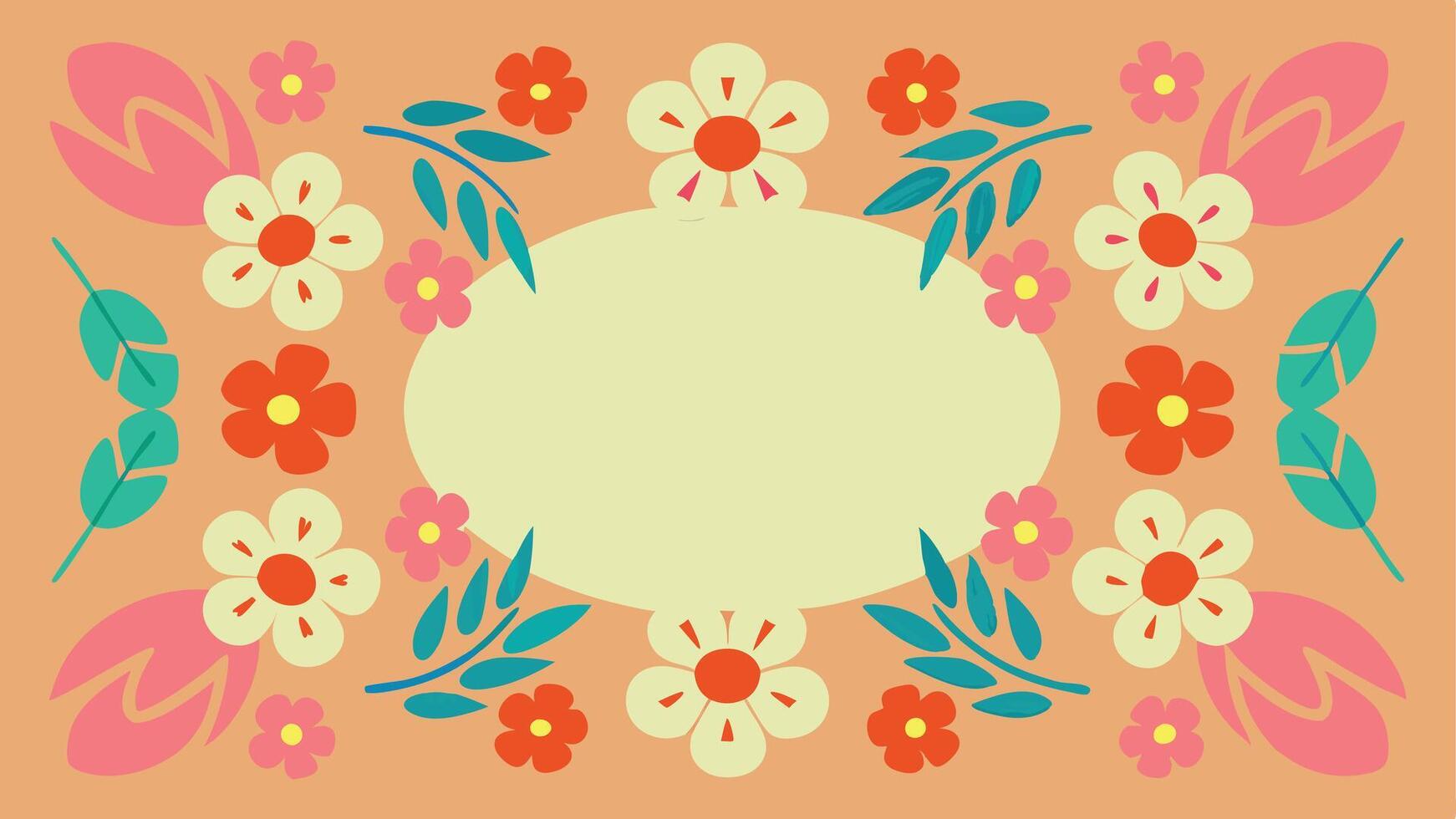 A colorful floral pattern on an orange background vector