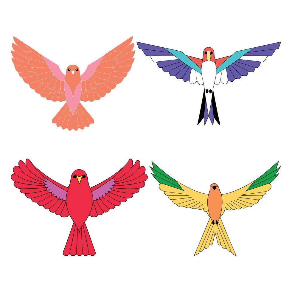 Flying Birds with Colorful Feathers vector