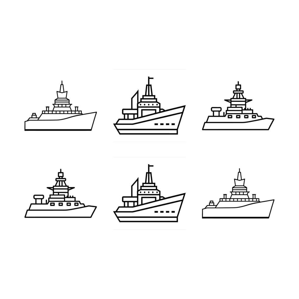 Illustration of a Battleship on the Ocean vector