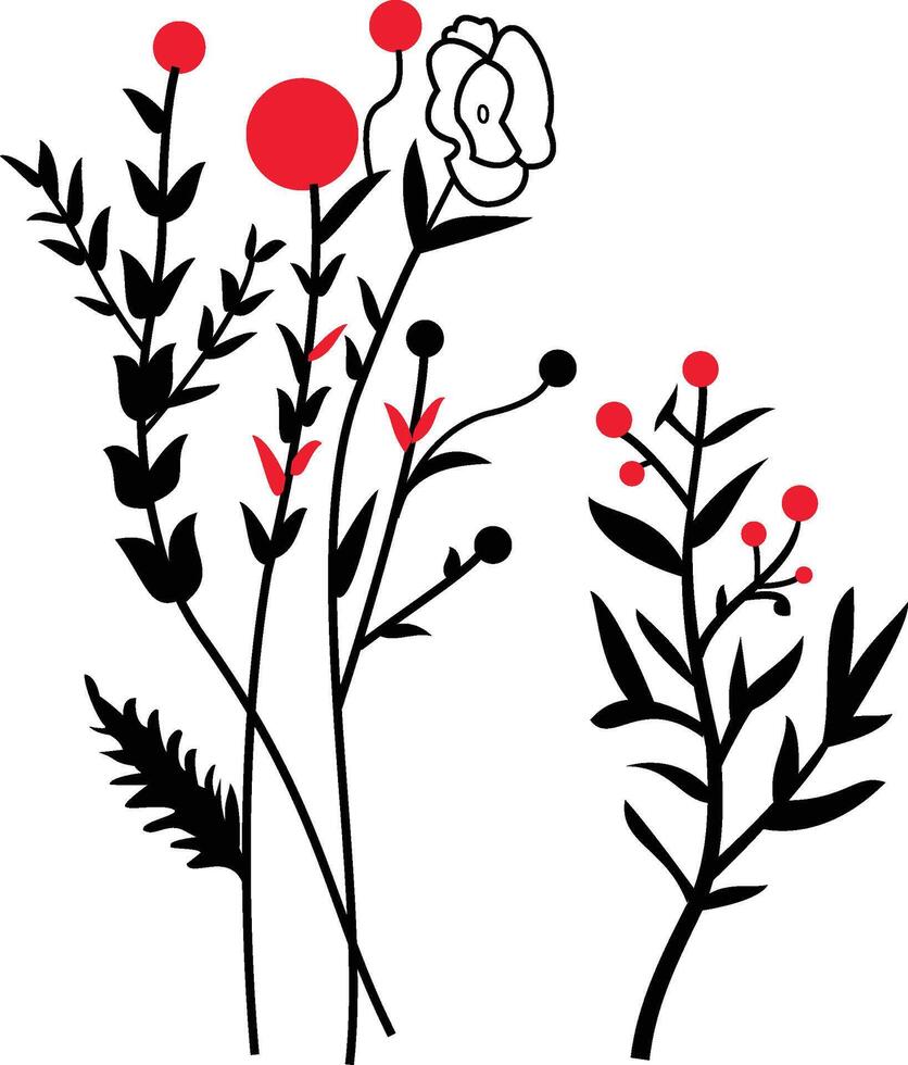a black and red flower clipart vector
