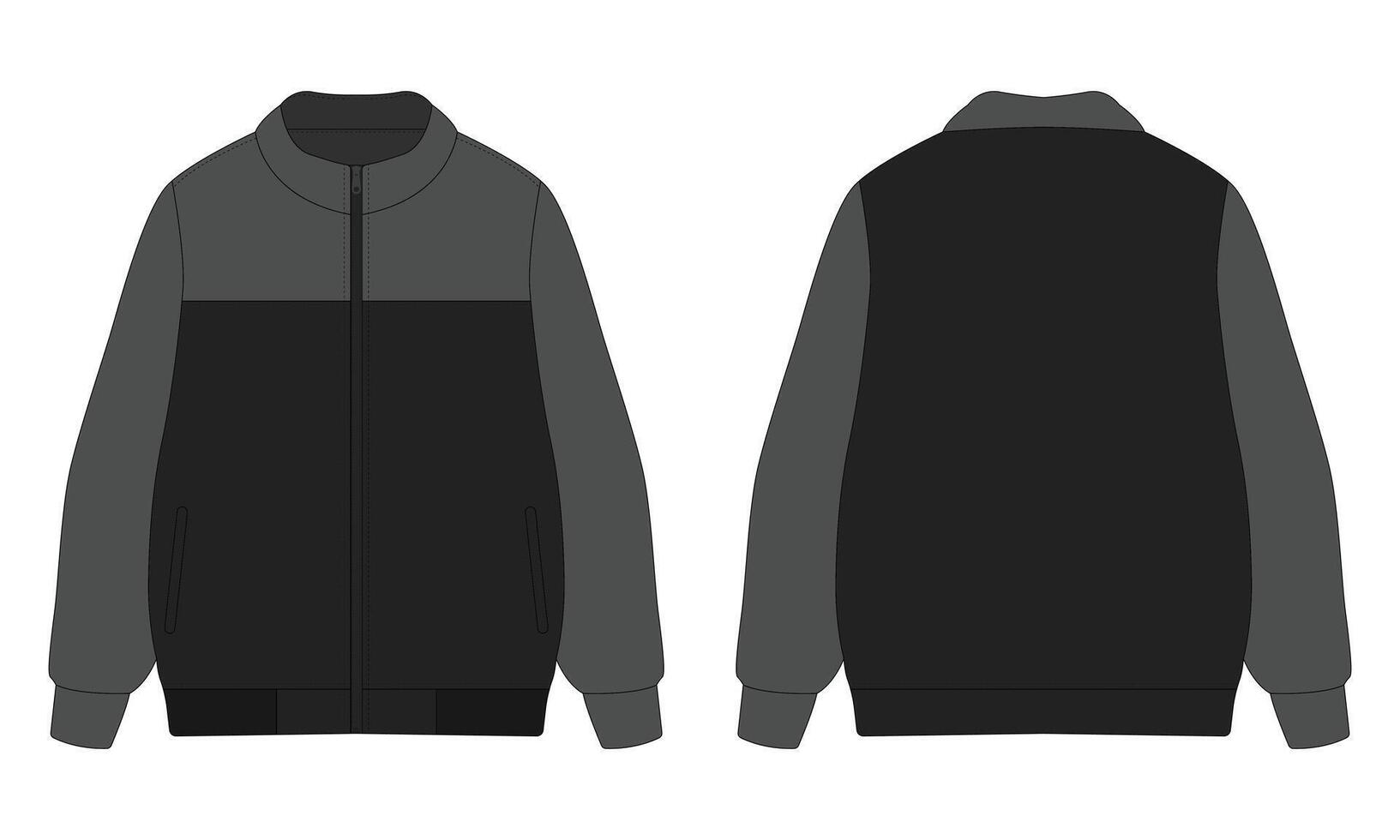 Black bomber jacket mockup vector