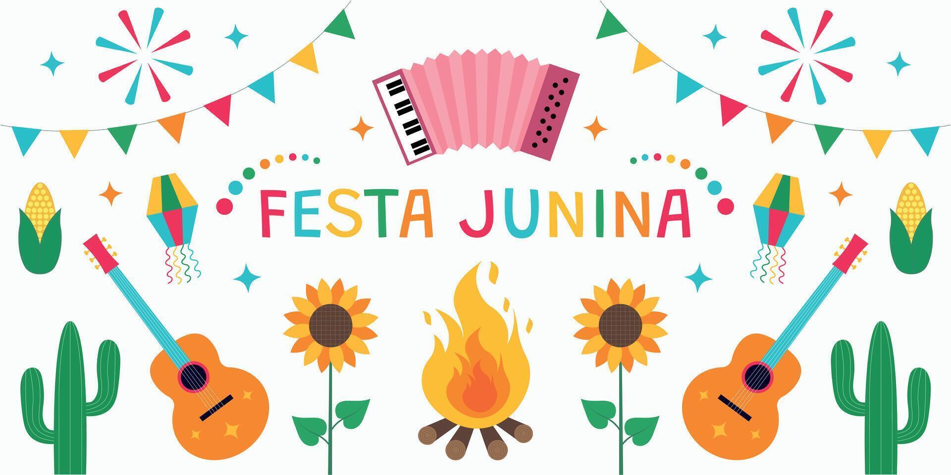 Festa Junina. Colorful symmetrical design on a light background. Banner, poster, postcard vector