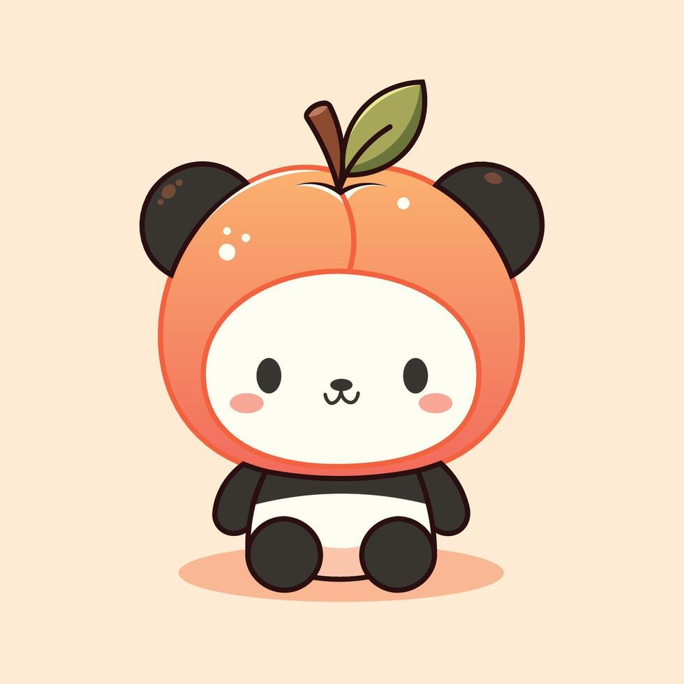 Kawaii Cute Peach Panda Character vector