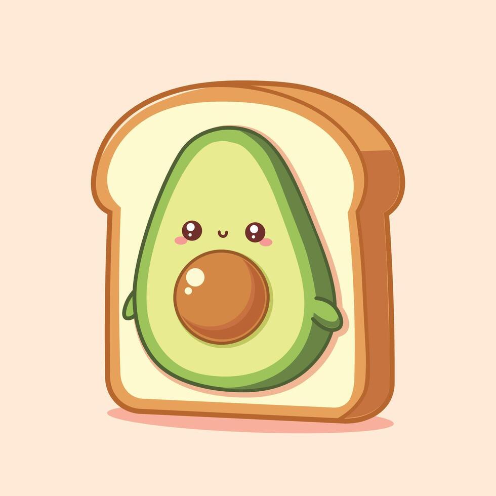Kawaii Avocado Toast Character vector
