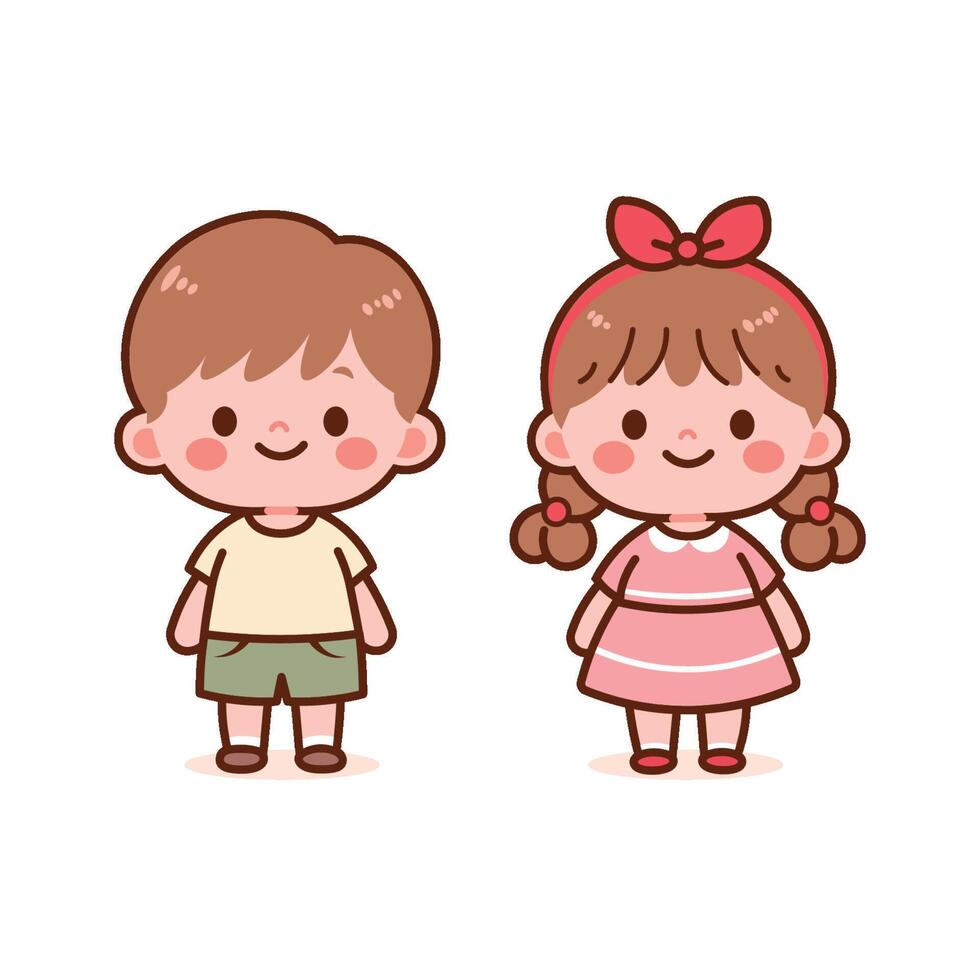 Cute Children Set, Kids Clipart for Educational Craft Use vector