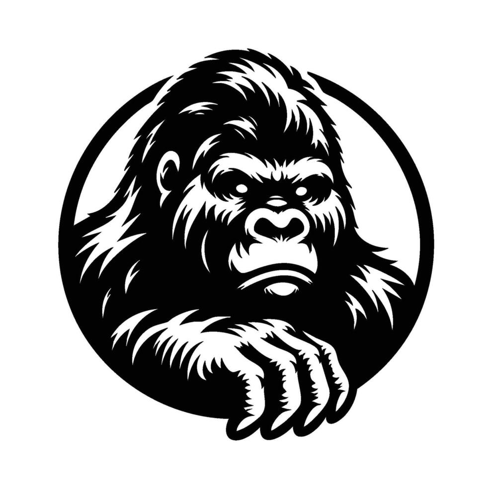 Gorilla Logo Design in Solid Black vector