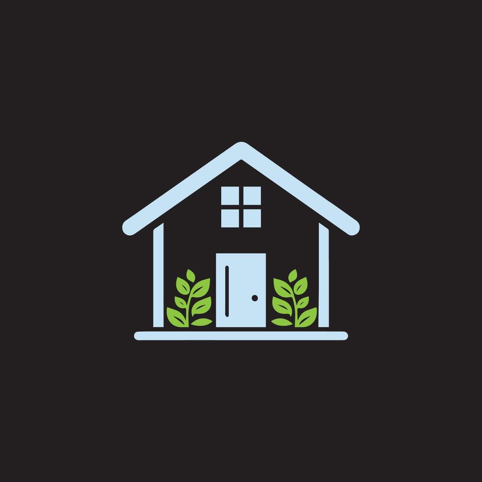 Home with leaf icon. Indoor plants concept logo design vector