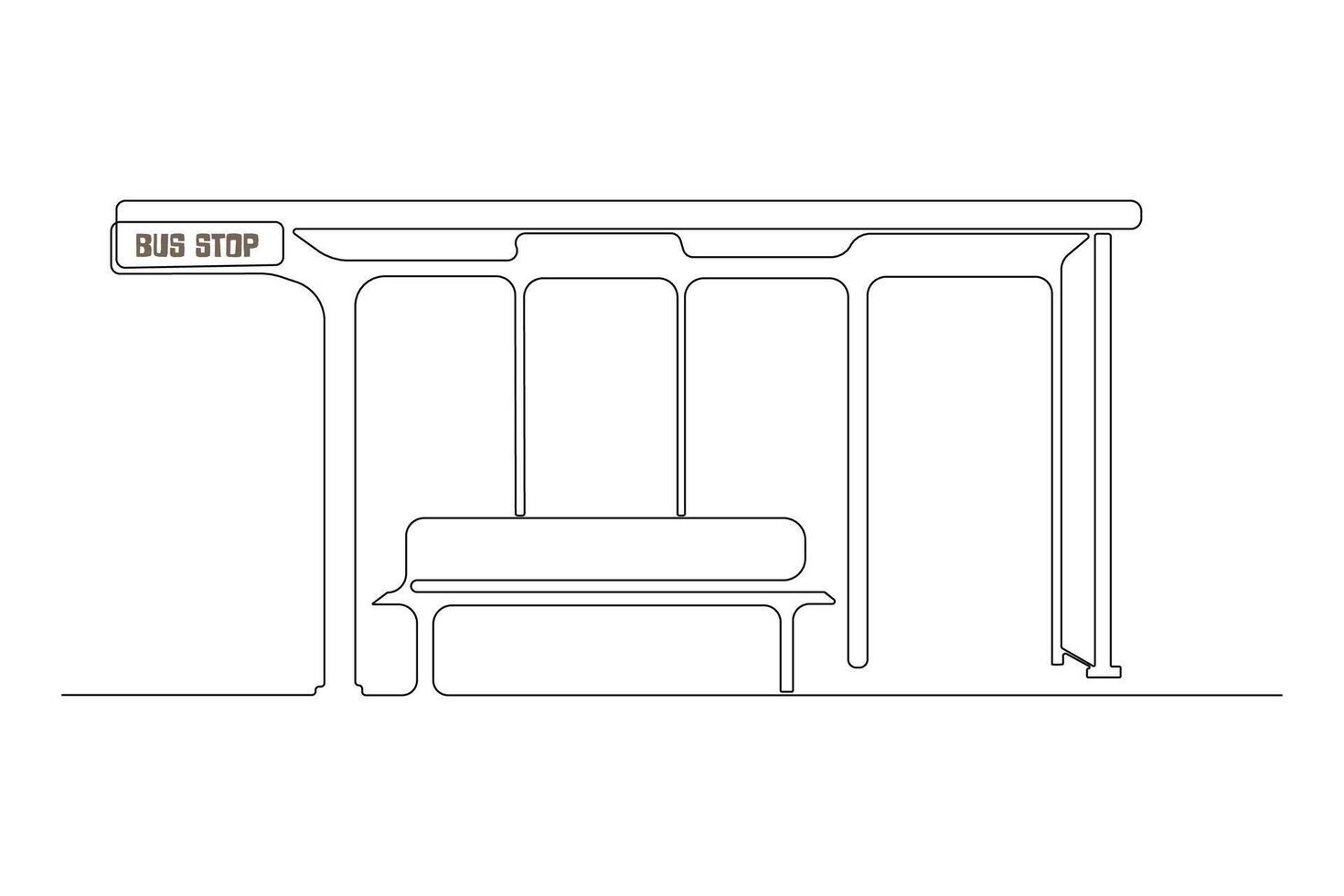 Continuous line art drawing of a bus stop. Bus stop continuous outline . vector