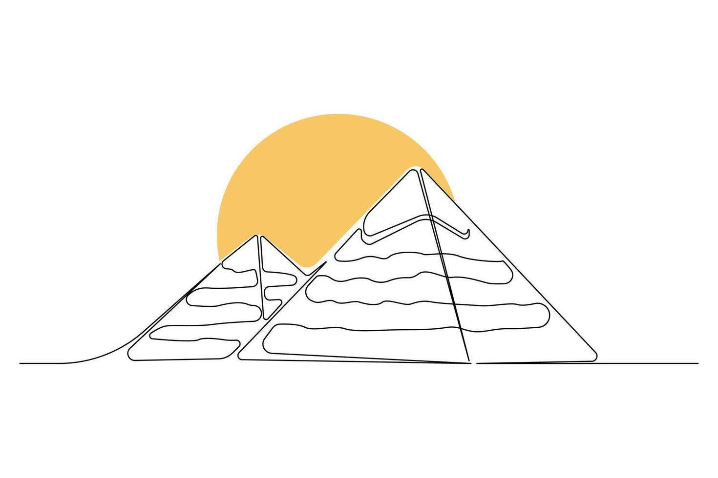 Hand-drawn Egyptian pyramids concept line art logo. Pyramids one-line art drawing. vector