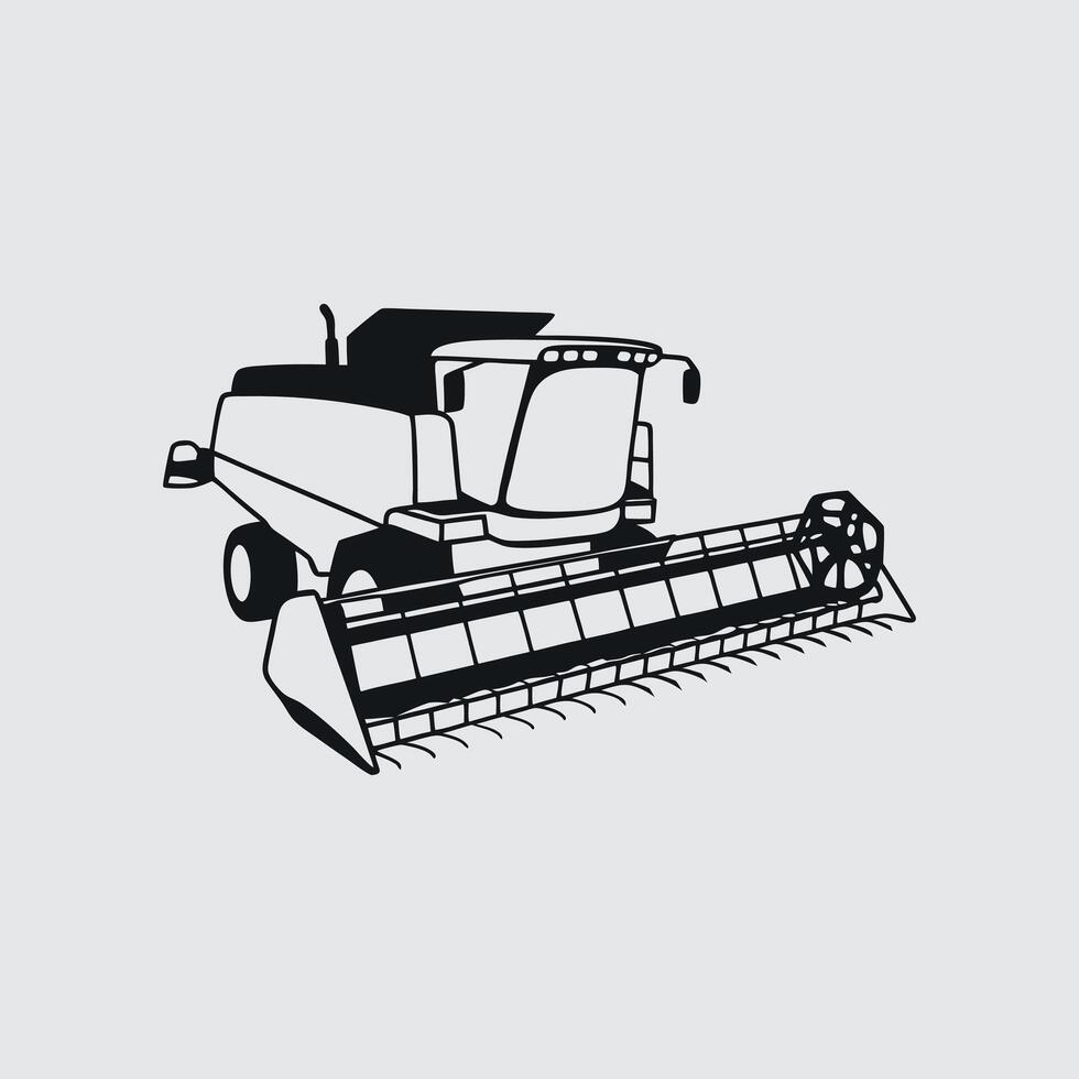 combine harvester silhouette on white background vector