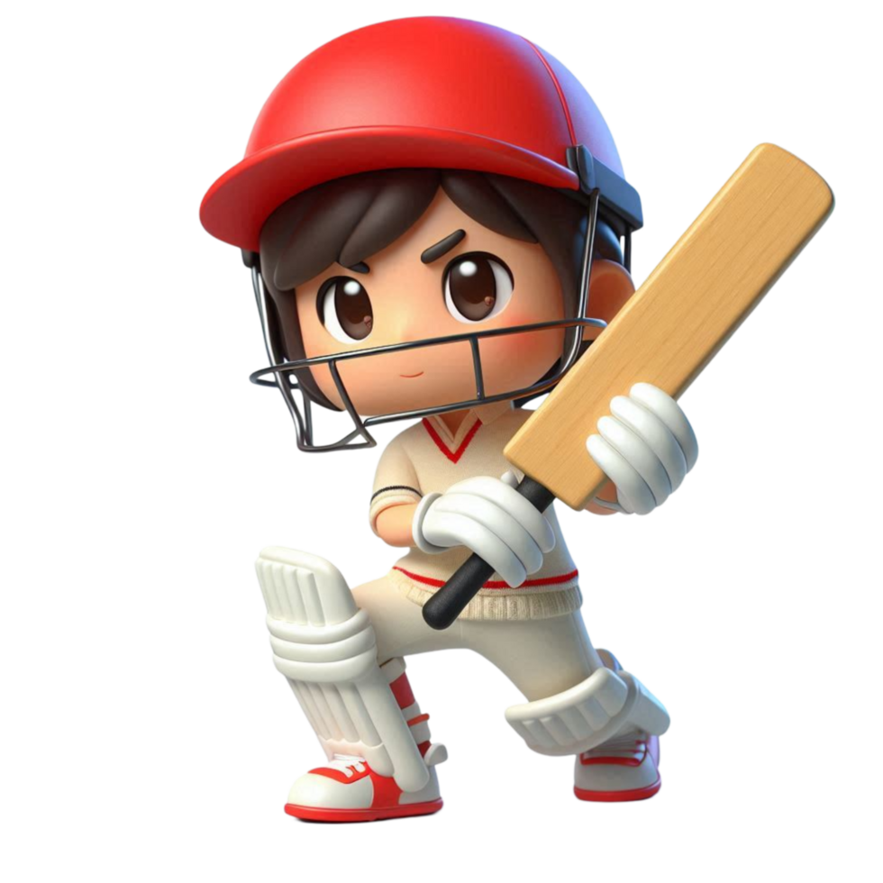 Cartoon Cricket Character Holding Bat png