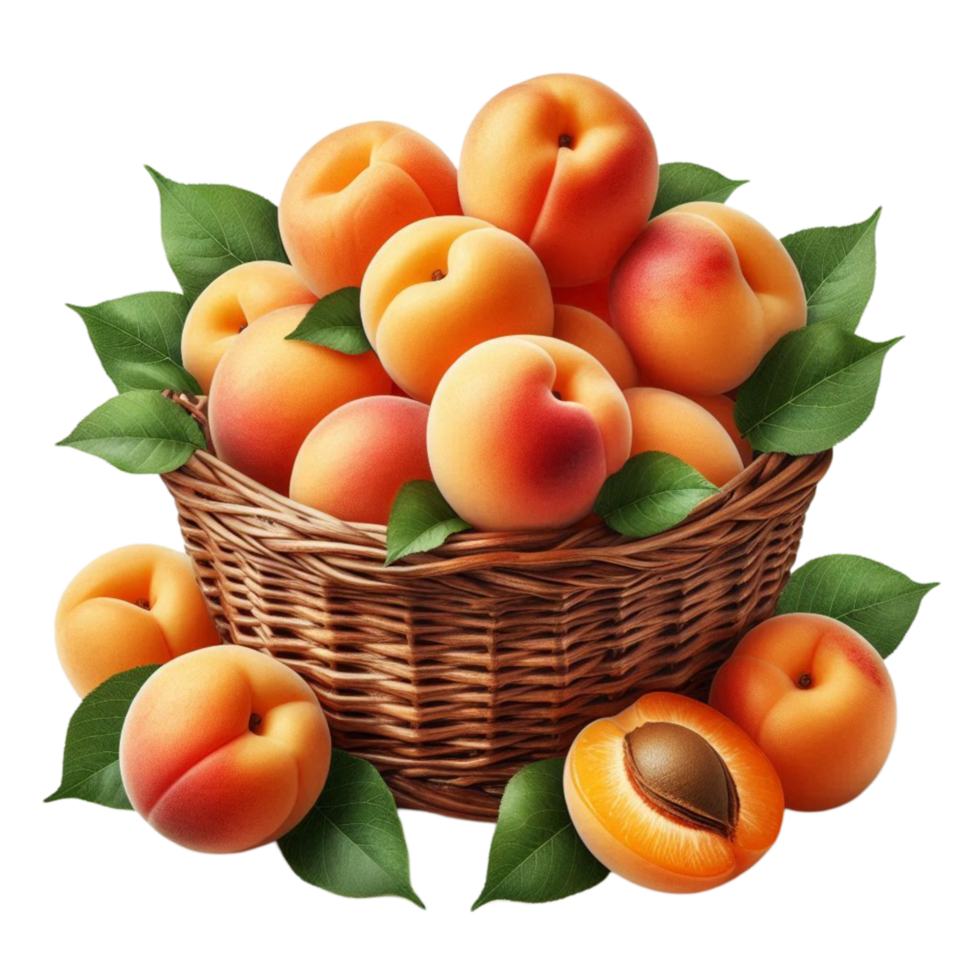 Handpicked Apricots Overflowing from Basket png