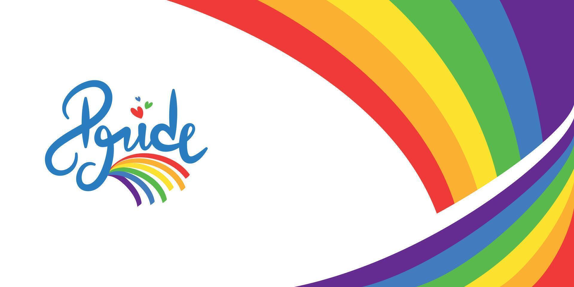 happy pride month abstract rainbow banner, poster, flyer, cards background with pride calligraphy vector