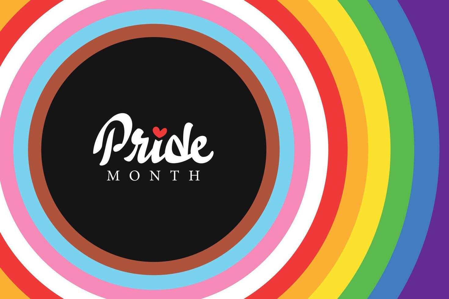 lgbtqia pride month round rainbow color background with pride calligraphy vector