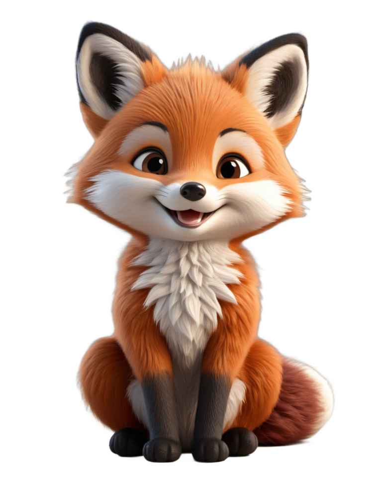 A cartoon fox sitting down with its mouth open png