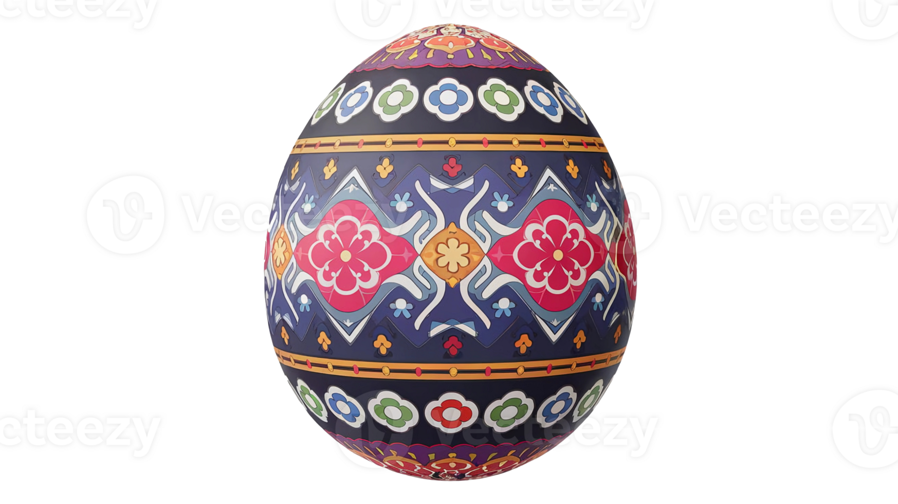 An ornate egg with colorful designs on it png