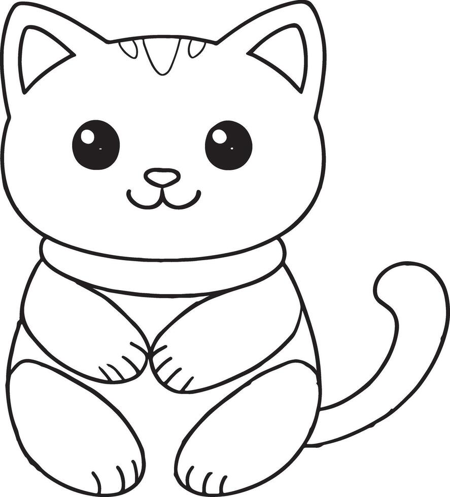 A cute cat coloring page vector