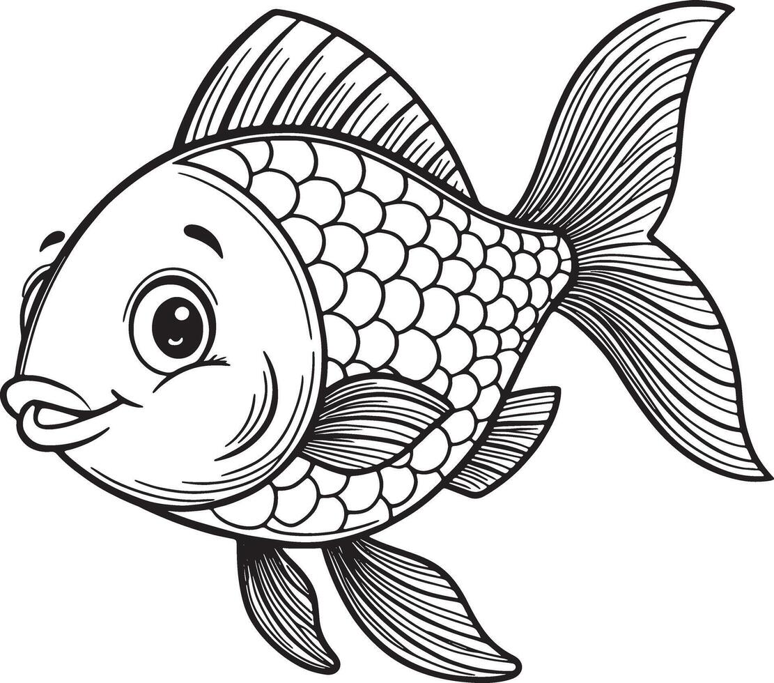 Fish coloring pages for kids vector