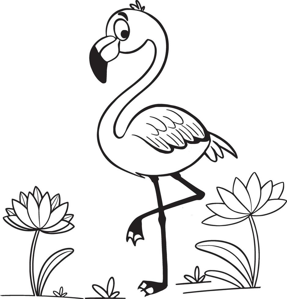 Flamingo coloring pages vector