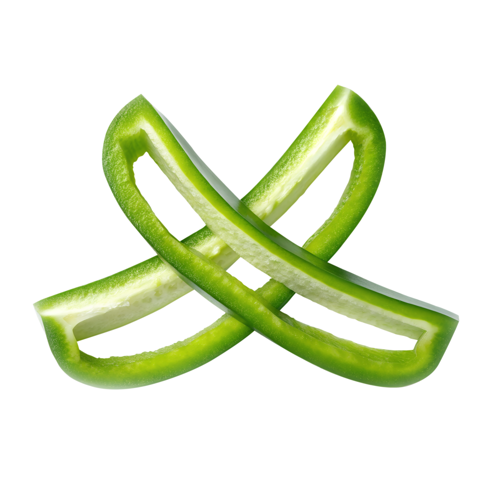 Sliced Green Bell Pepper isolated on Transparent Background png