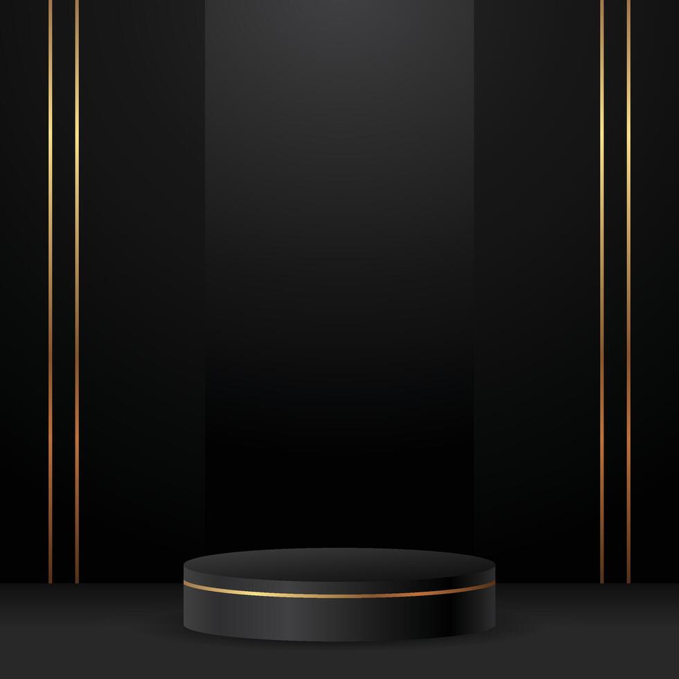 3D podium background with black luxury style vector