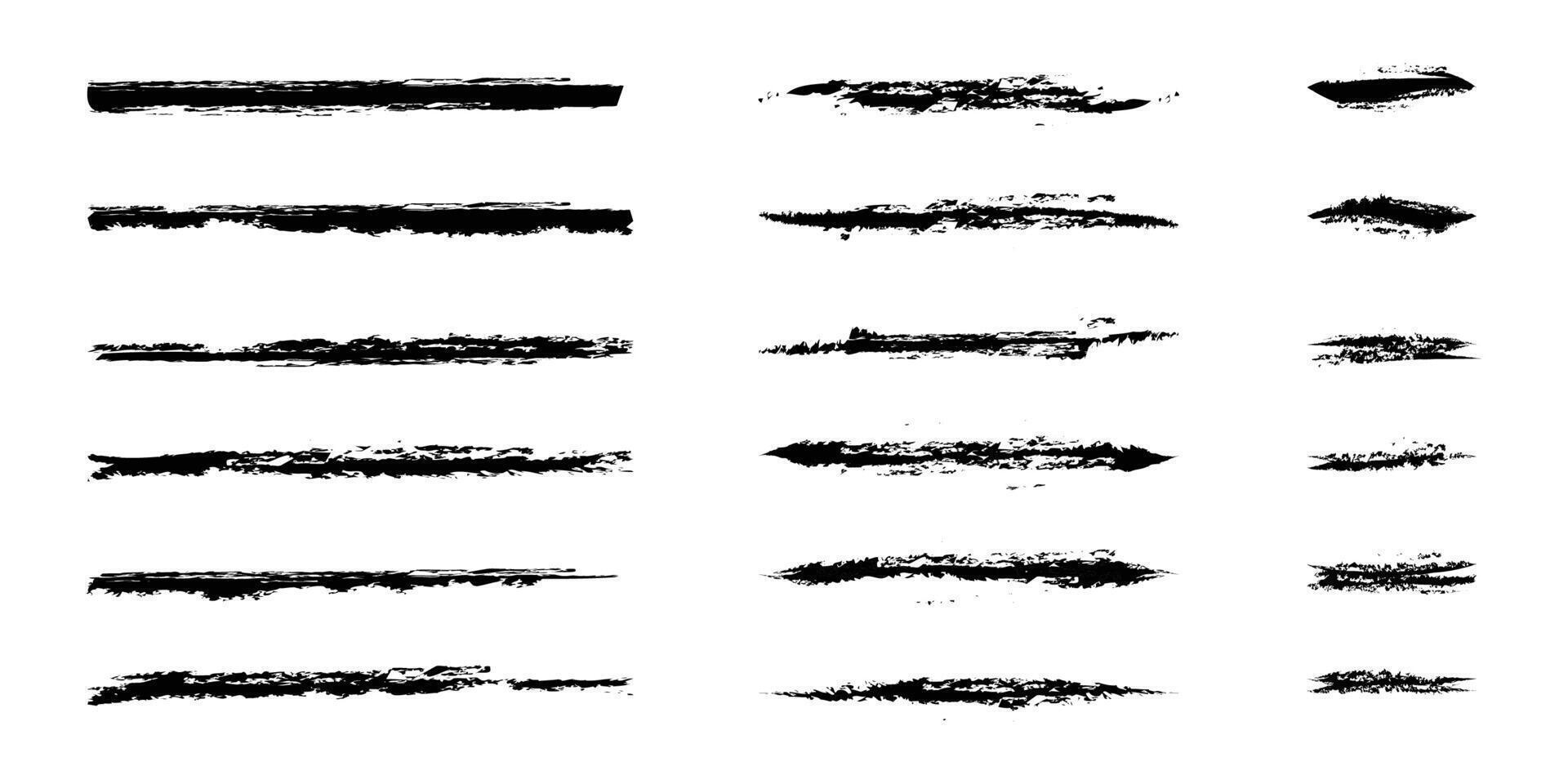 set of ink paint brush stroke artistic design vector