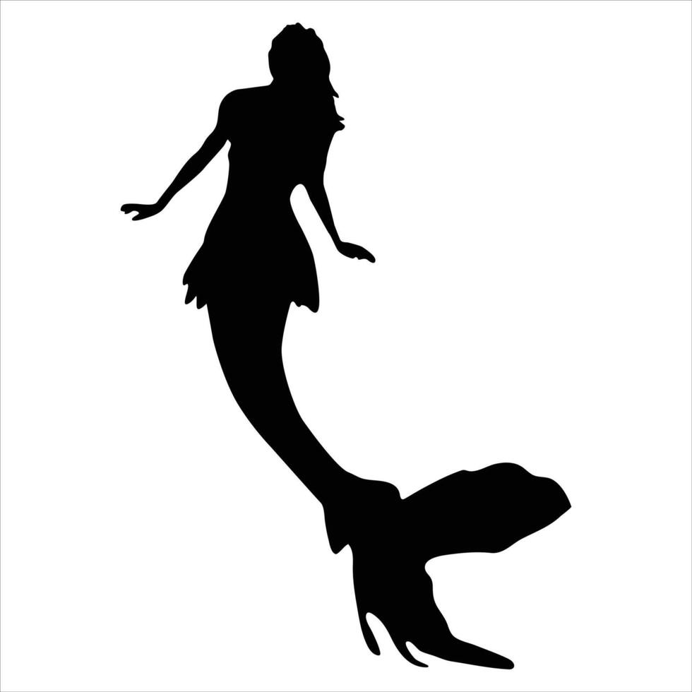 mermaid black silhouette Illustration vector
