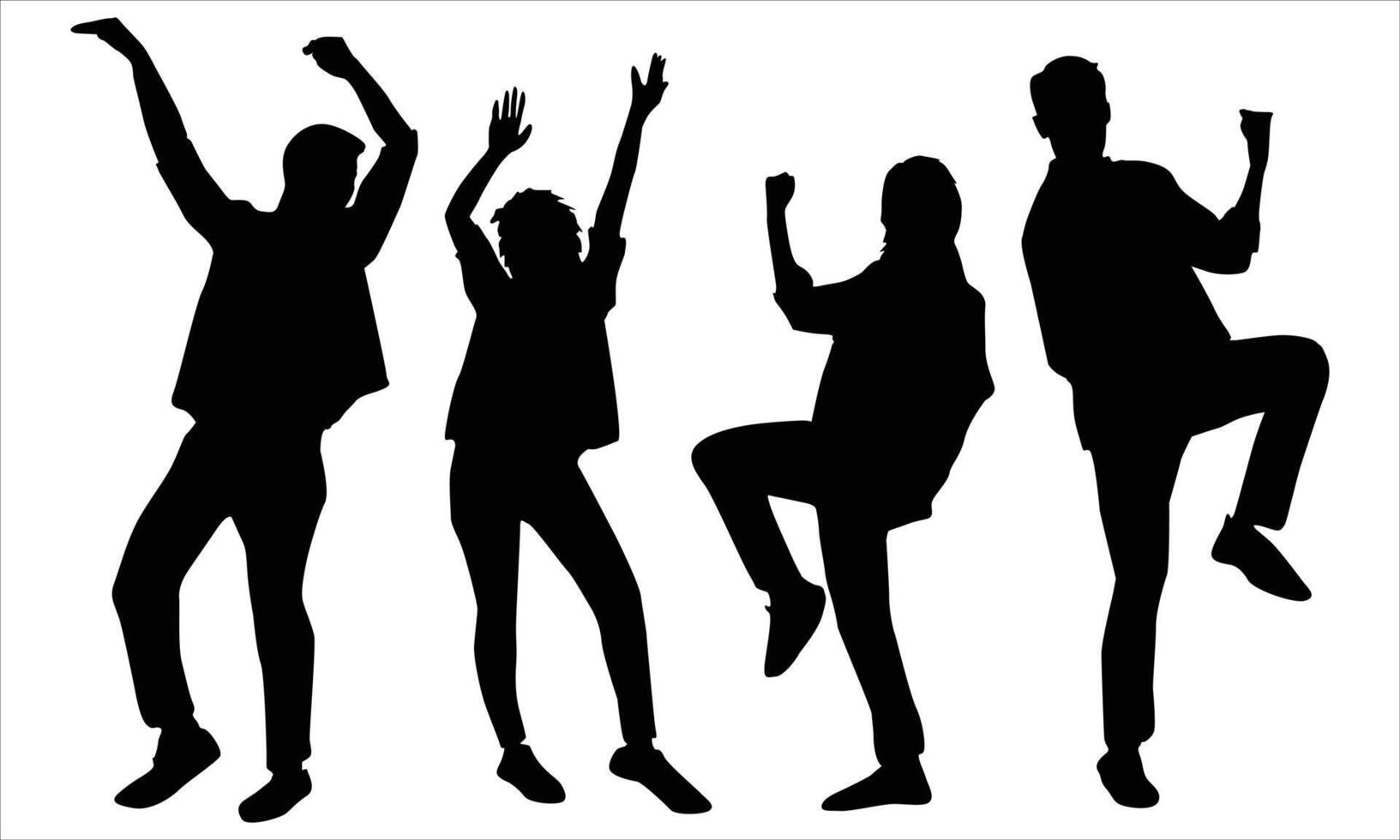 silhouettes bundle set of dancing people on white background vector