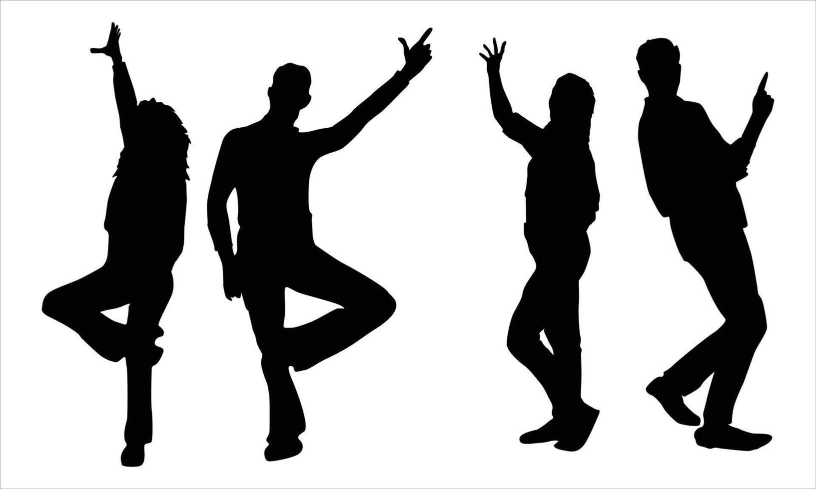 silhouettes bundle set of dancing male and female vector
