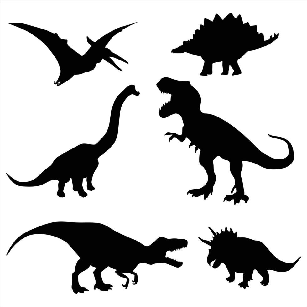 Dinosaur silhouettes collection vector