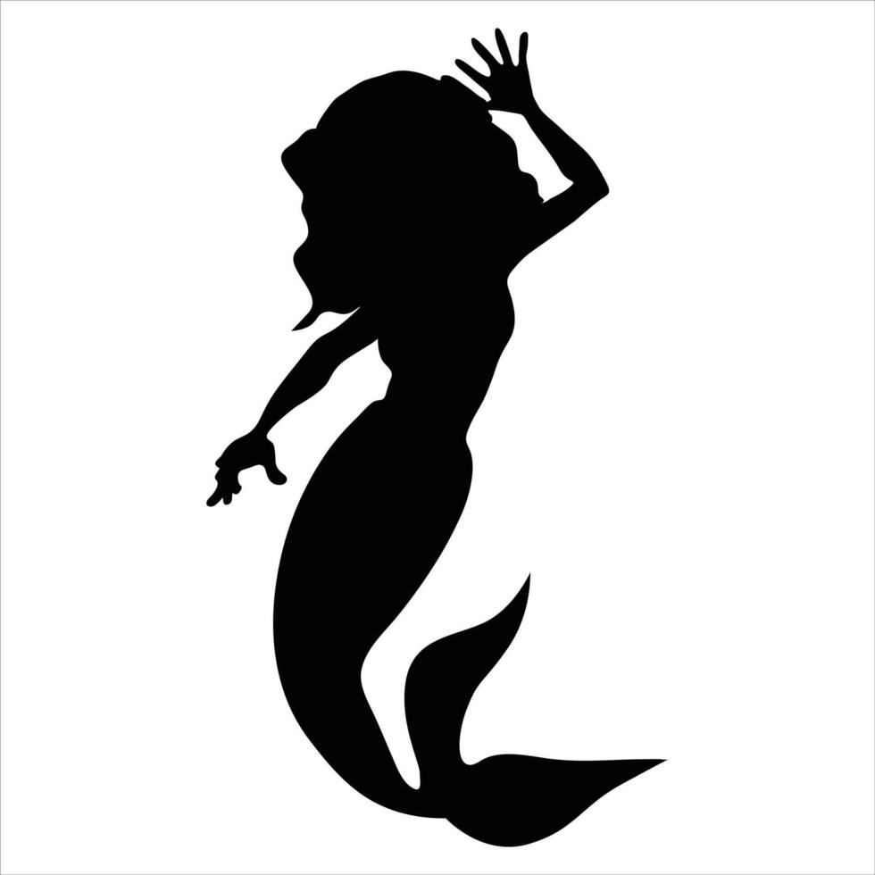 Mermaid silhouette Illustration on white background vector
