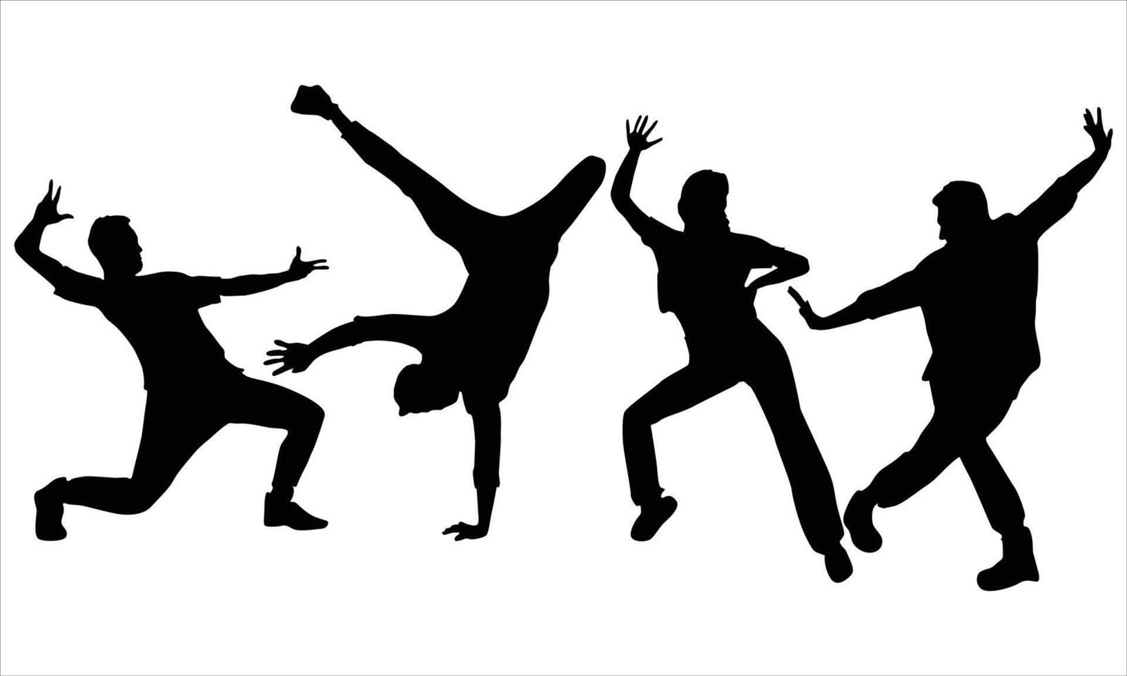 black silhouettes bundle set of dancing people vector