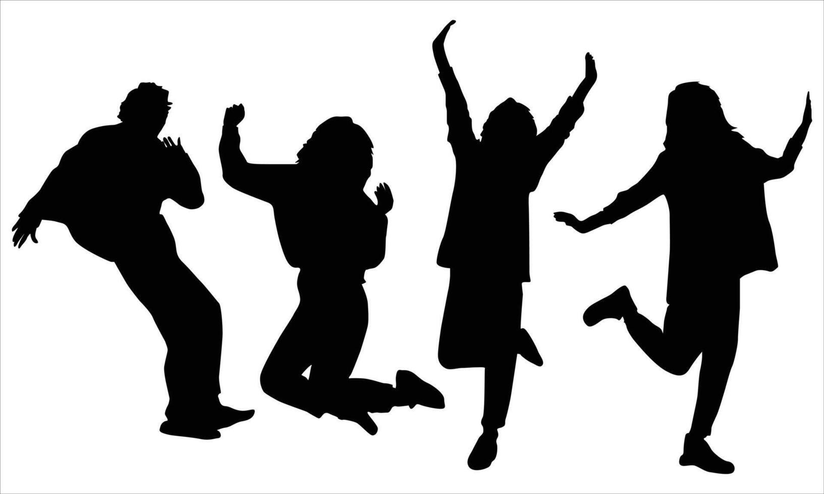 silhouettes bundle set of dancing people vector