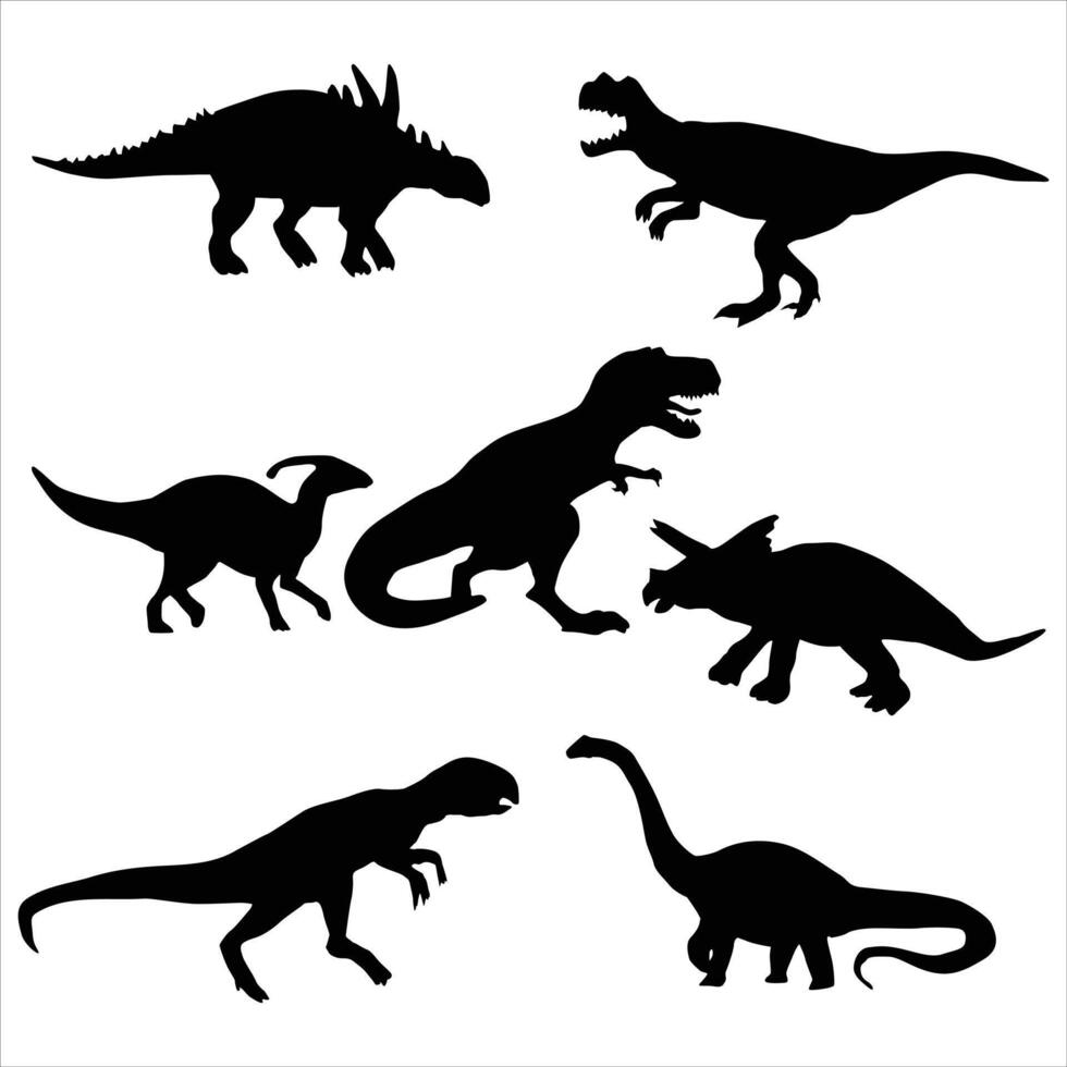 illustration of various dinosaur silhouettes vector