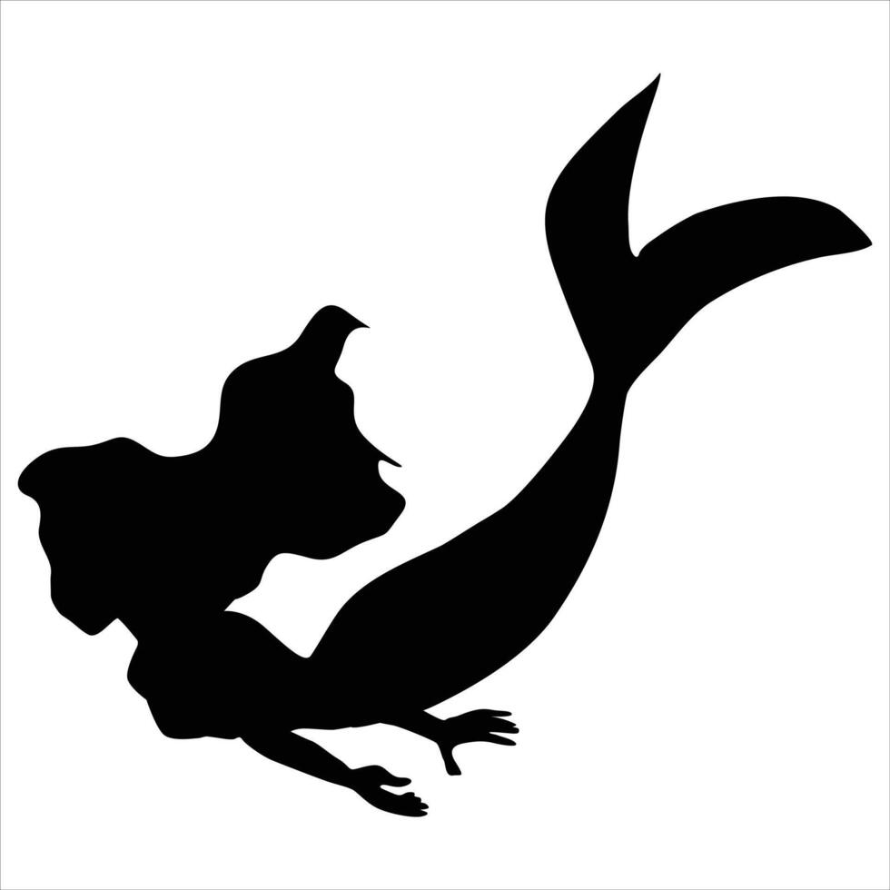 Mermaid black silhouette on white background vector