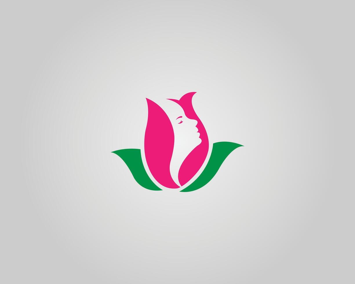 Elegant Beauty Spa with Tulip and Feminine Face Silhouette Logo Design Modern Template. vector