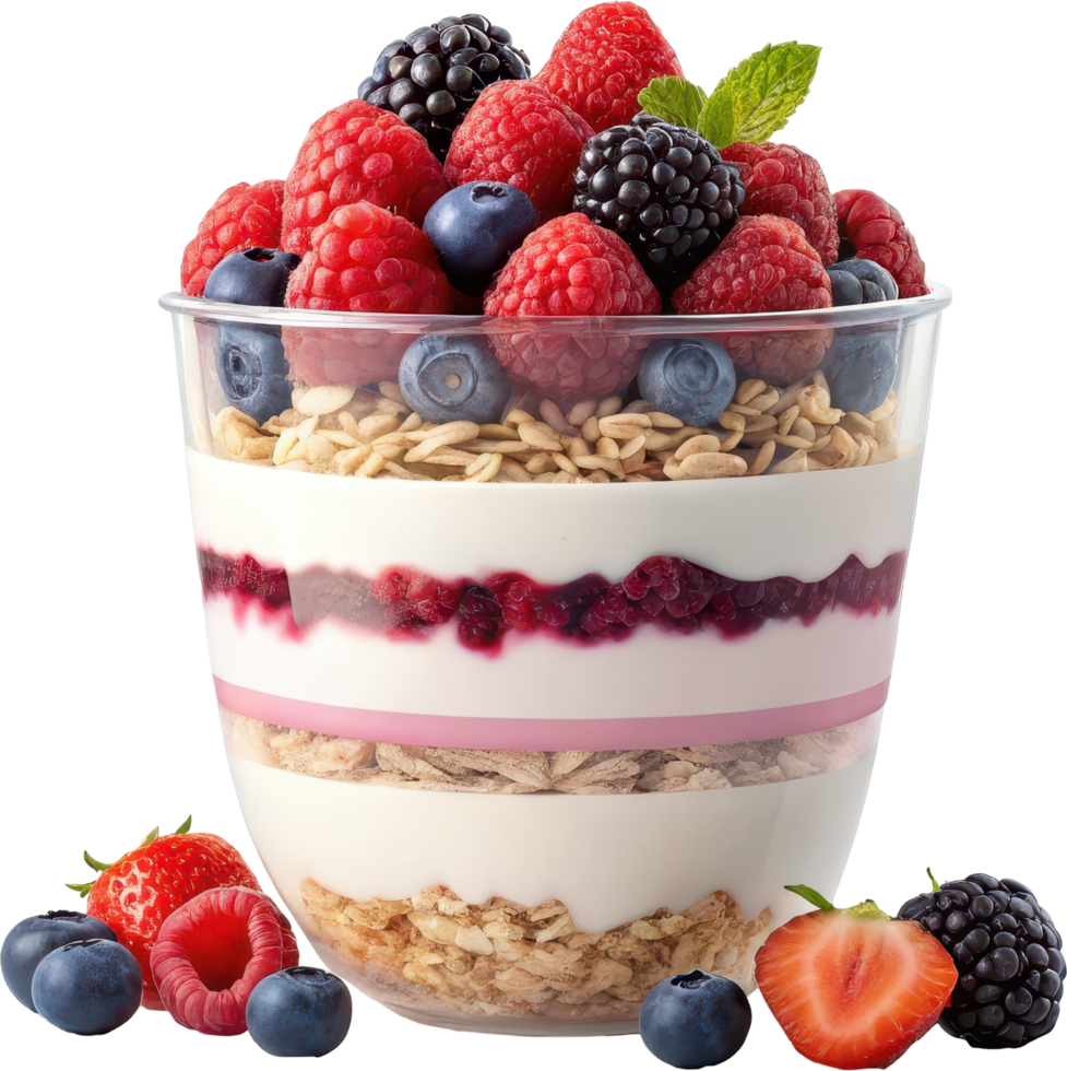 A refreshing berry yogurt parfait png