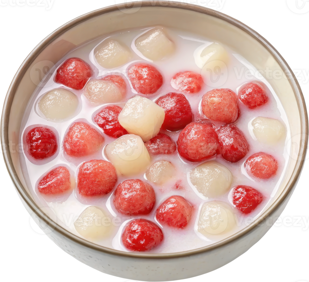Delightful water chestnut rubies in a sweet syrup png