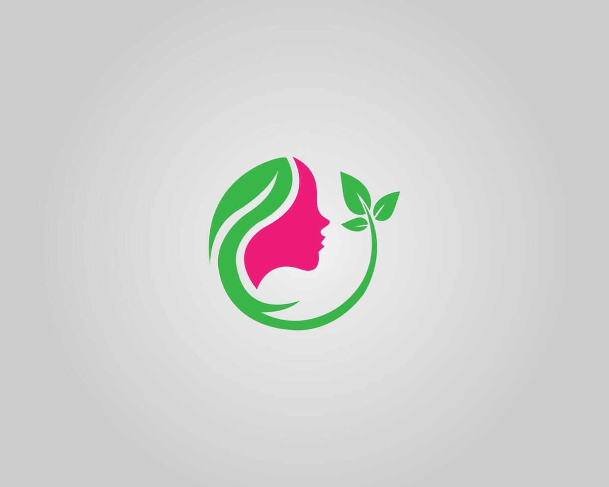 Elegant beauty logo featuring a woman's profile and leaves symbol design concept minimal template vector