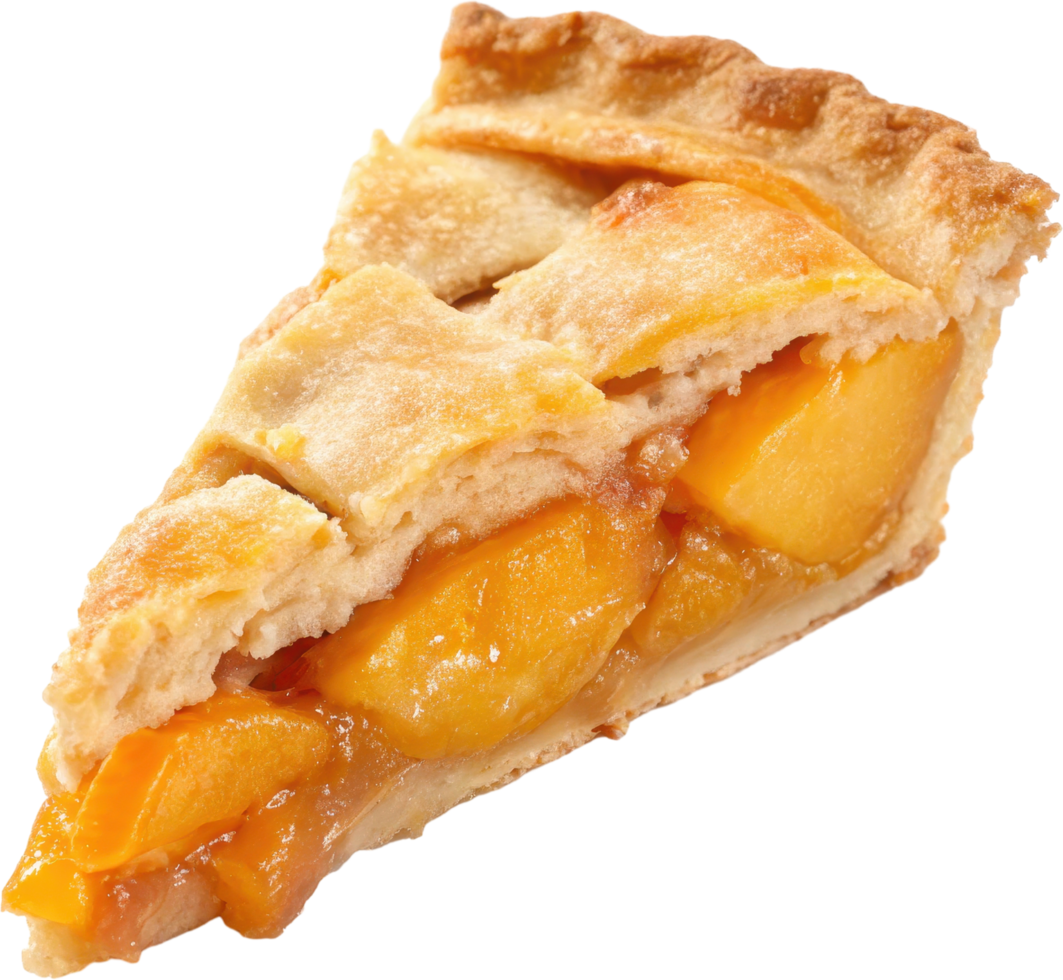 Freshly baked peach pie slice png