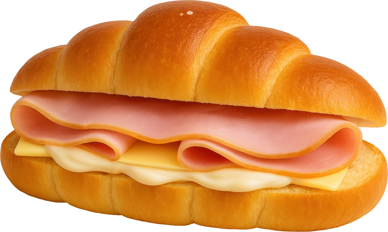 Freshly baked Shio Pan bread sandwich with ham cheese and mayonnaise png