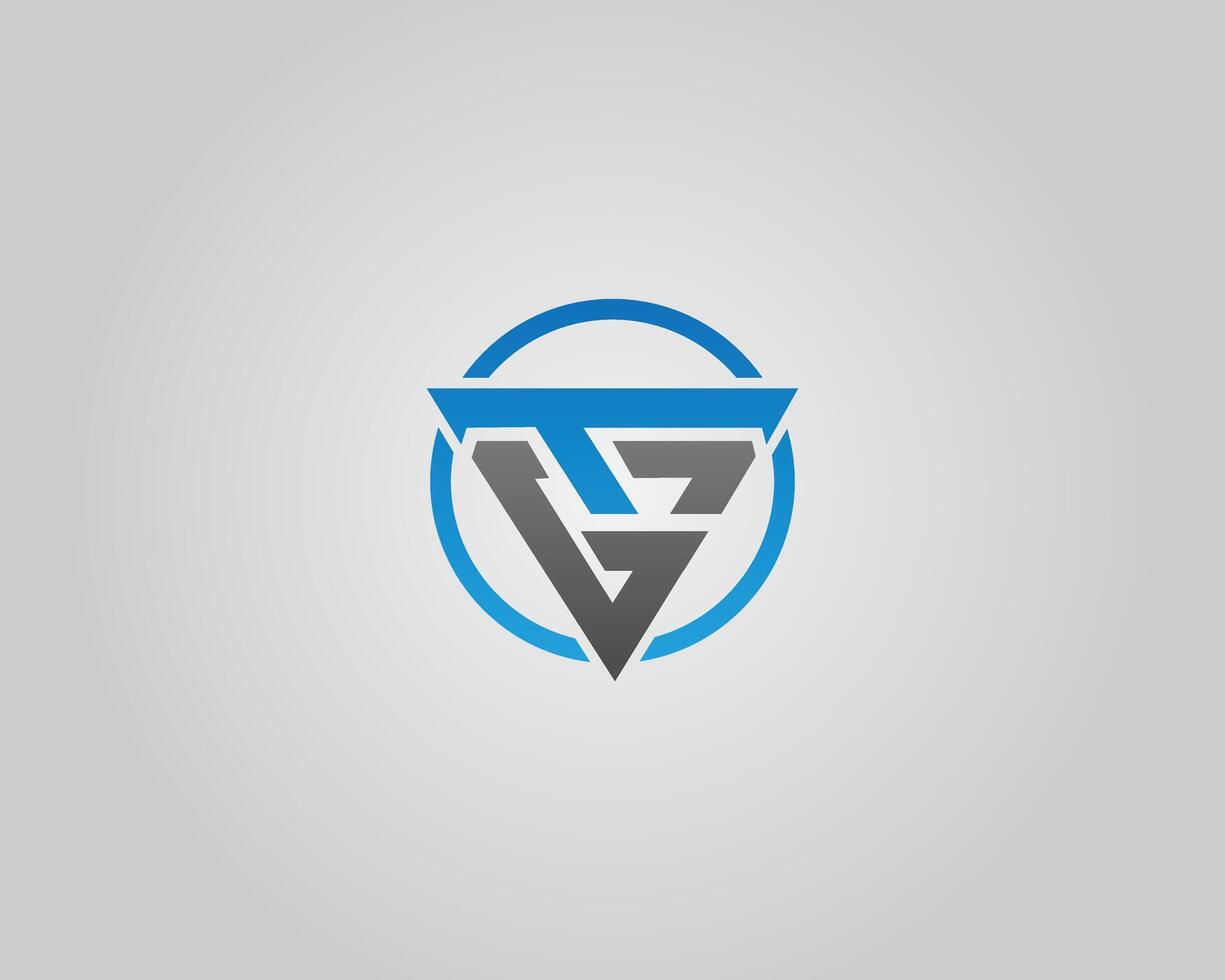 Abstract GT TG Triangle Letter Logo Design Minimalist Modern Template. vector