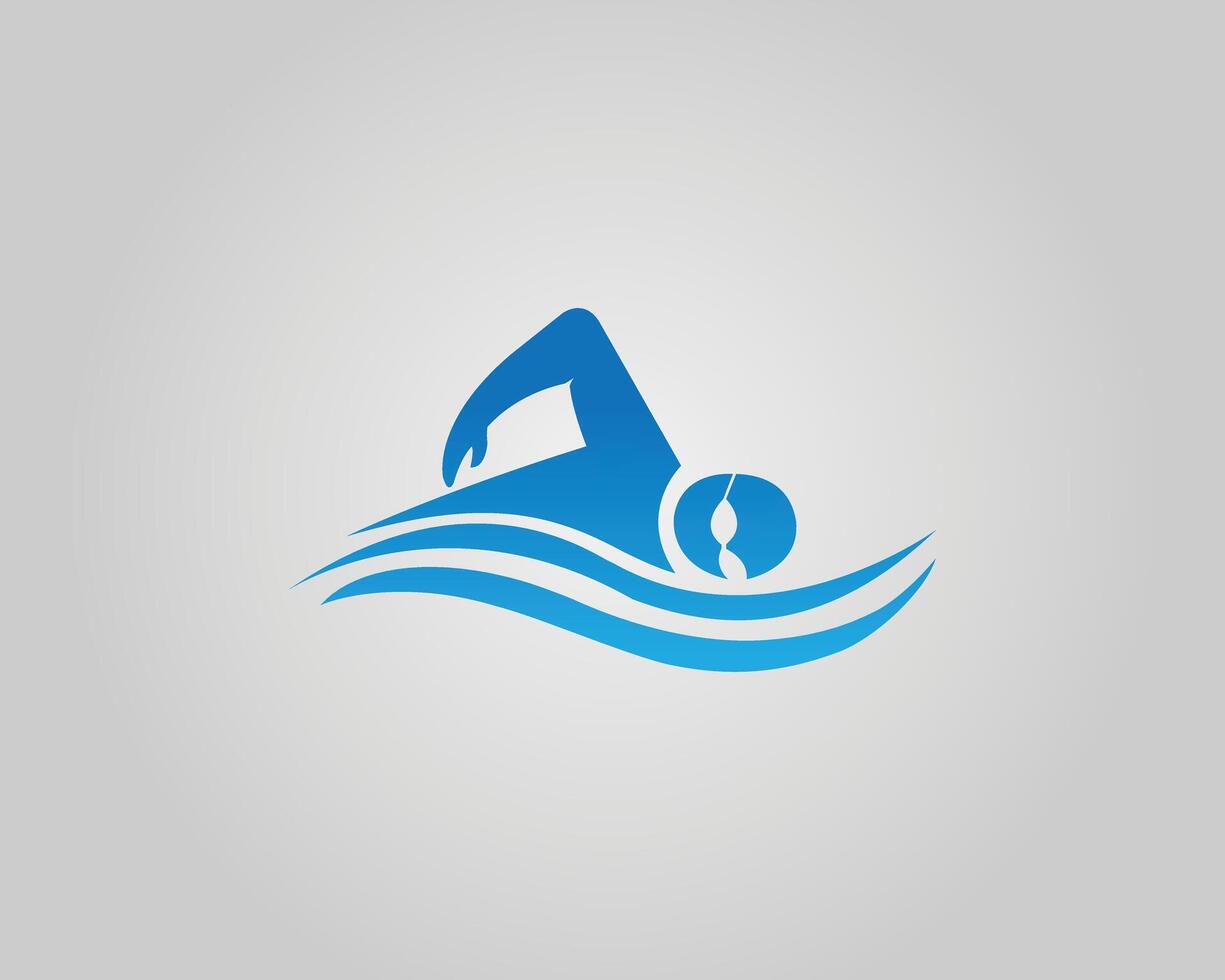 Swimmer in Blue Silhouette Logo Design Modern Template. vector