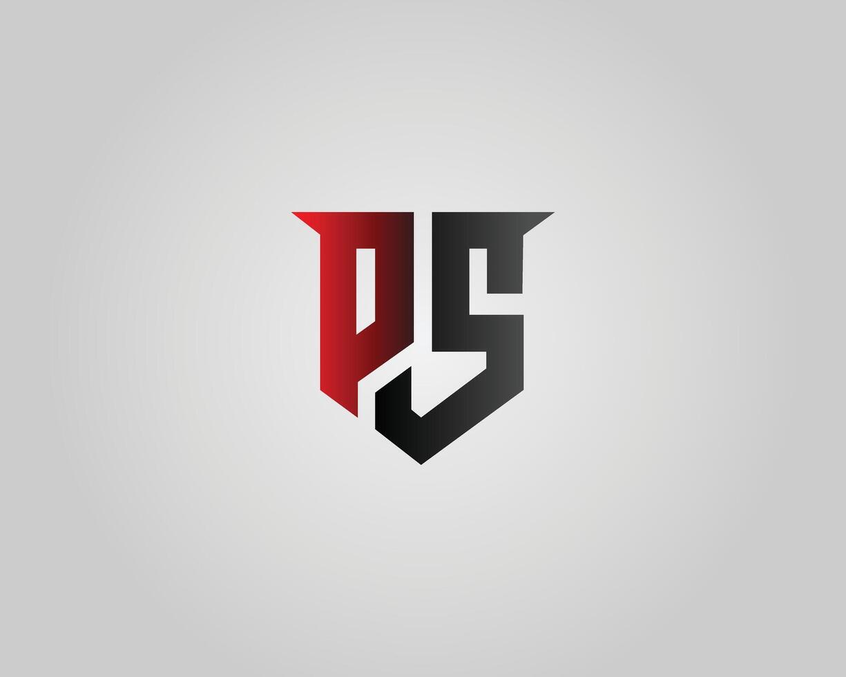 Letter PS Shield Abstract Logo Design Minimalist Modern Template. vector