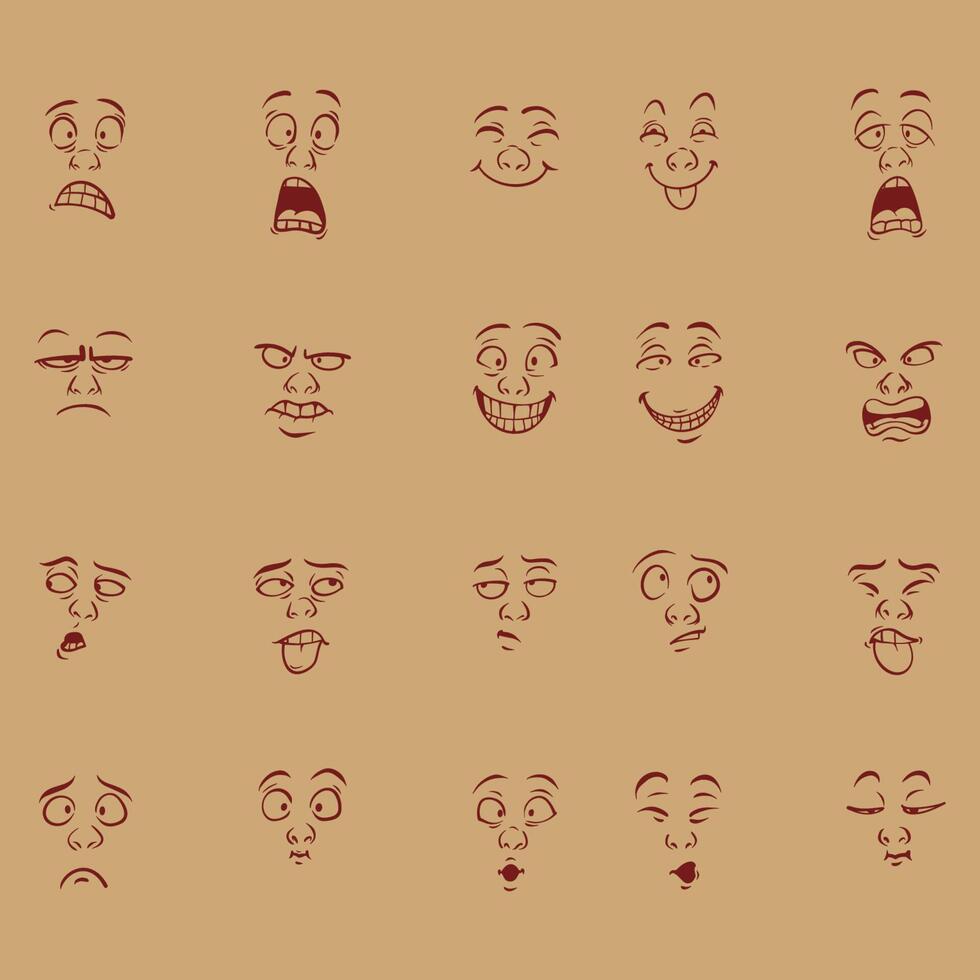 face expression set cartoon. emotion face. vector