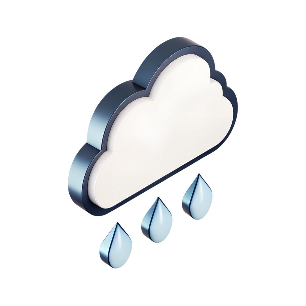 3D icon, Rain A cloud with raindrops, symbolizing rainy weather, Midnight Blue Theme png